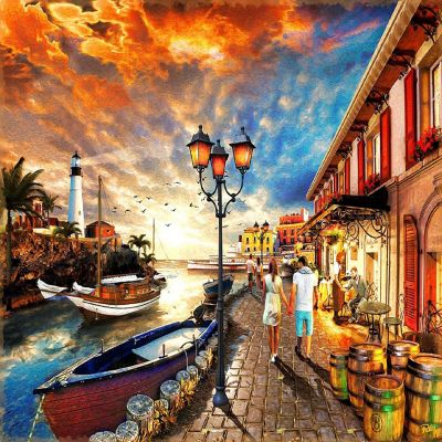 Sunsout Harborside Stroll 1000 pc  Jigsaw Puzzle Image 1