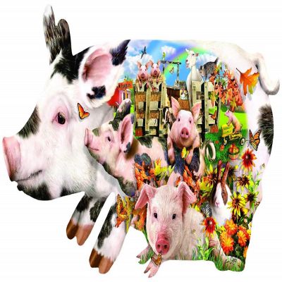 Sunsout Harvest Pigs 800 pc Special Shape Jigsaw Puzzle Image 1