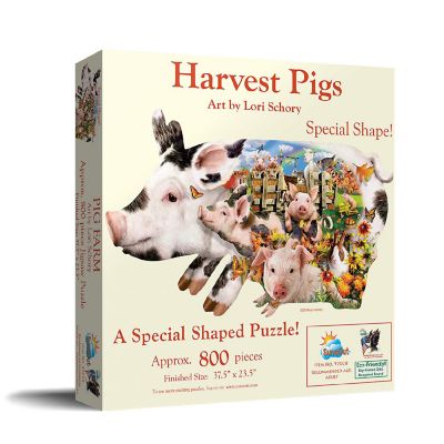 Sunsout Harvest Pigs 800 pc Special Shape Jigsaw Puzzle Image 1