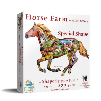 Sunsout Horse Farm 800 pc Special Shape Jigsaw Puzzle Image 1
