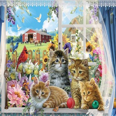Sunsout Kittens in the Window 1000 pc  Jigsaw Puzzle Image 1