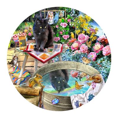 Sunsout Kitty Reflections 500 pc Round Jigsaw Puzzle Image 1