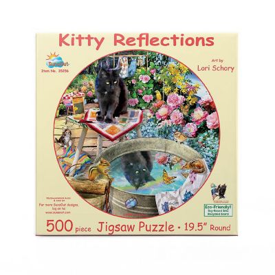 Sunsout Kitty Reflections 500 pc Round Jigsaw Puzzle Image 2