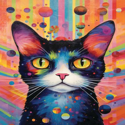 Sunsout Pop Art Cat 500 pc  Jigsaw Puzzle Image 1