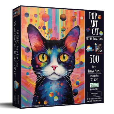 Sunsout Pop Art Cat 500 pc  Jigsaw Puzzle Image 1