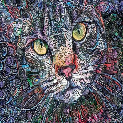Sunsout Psychedelic Kitty Cat 1000 pc  Jigsaw Puzzle Image 1