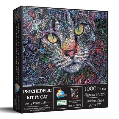Sunsout Psychedelic Kitty Cat 1000 pc  Jigsaw Puzzle Image 1