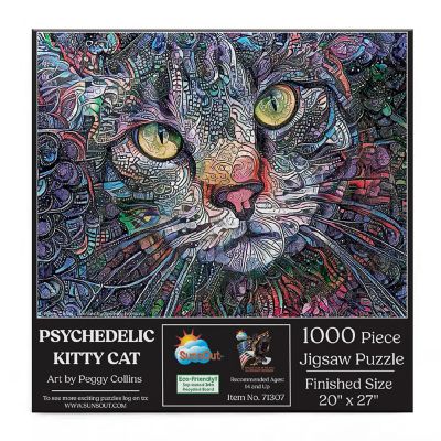 Sunsout Psychedelic Kitty Cat 1000 pc  Jigsaw Puzzle Image 2