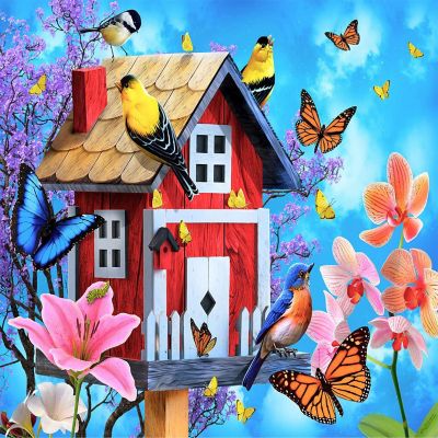 Sunsout Red Birdhouse 1000 pc  Jigsaw Puzzle Image 1