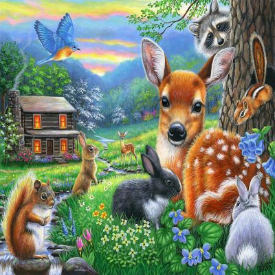 Sunsout Spring at the Cabin 500 pc  Jigsaw Puzzle Image 1