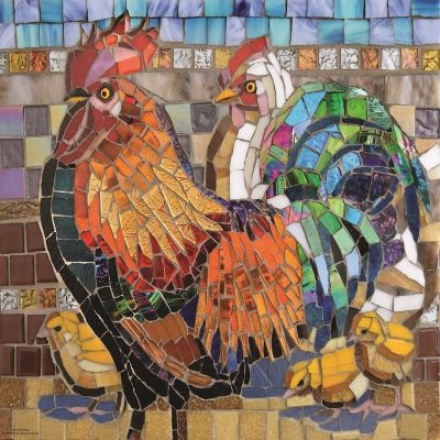Sunsout Stained Glass Chickens 1000 pc  Jigsaw Puzzle Image 1