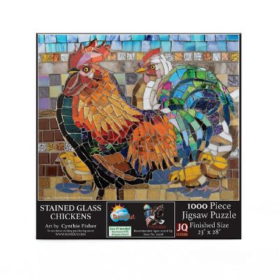 Sunsout Stained Glass Chickens 1000 pc  Jigsaw Puzzle Image 2