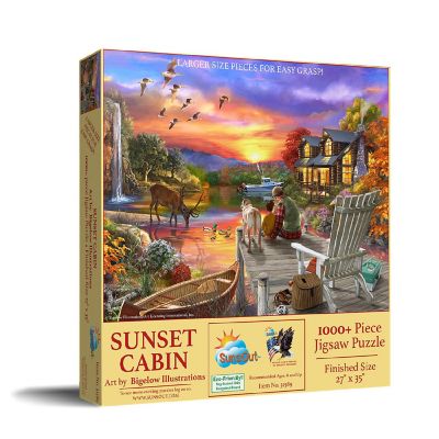 Sunsout Sunset Cabin 1000 pc Large Pieces Jigsaw Puzzle Image 1