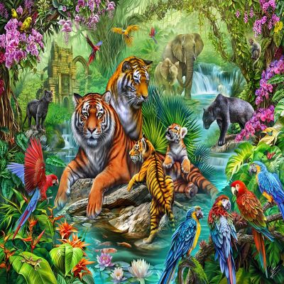Sunsout Tiger Jungle 500 pc  Jigsaw Puzzle Image 1