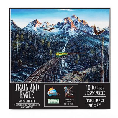 Sunsout Train and Eagle 1000 pc  Jigsaw Puzzle Image 2