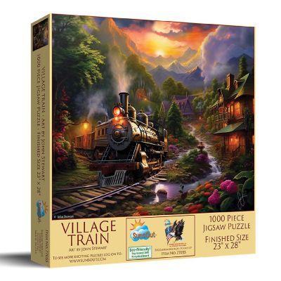 Sunsout Village Train 1000 pc  Jigsaw Puzzle Image 1
