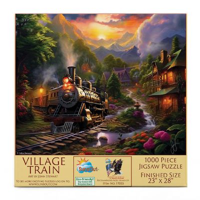 Sunsout Village Train 1000 pc  Jigsaw Puzzle Image 2