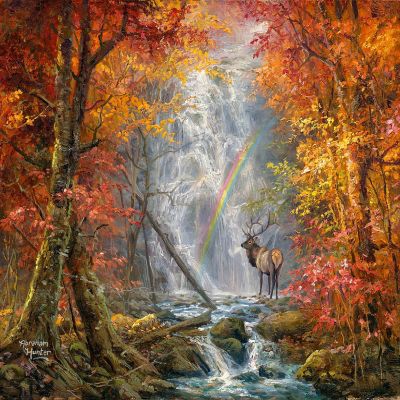 Sunsout Wapiti Falls 500 pc  Jigsaw Puzzle Image 1