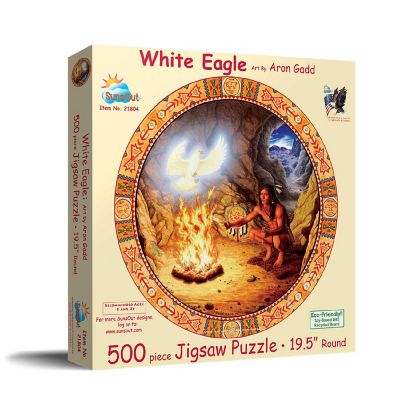 Sunsout White Eagle 500 pc Round Jigsaw Puzzle Image 1