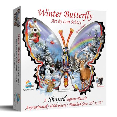 Sunsout Winter Butterfly 1000 pc Shaped Jigsaw Puzzle Image 1