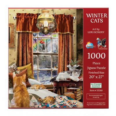 Sunsout Winter Cats 1000 pc  Jigsaw Puzzle Image 2