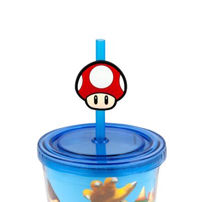 Super Mario Bros. 16oz Travel Cup with Straw Holder Image 2