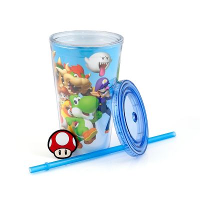 Super Mario Bros. 16oz Travel Cup with Straw Holder Image 3