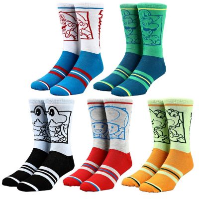 Super Mario Split Mens Collectible  Crew Sock 5 pack Image 1