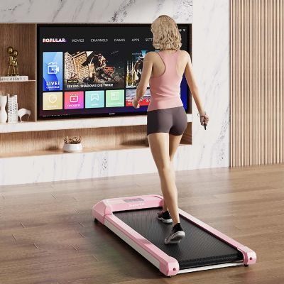SuperFit 0.6-3.8MPH Walking Pad Under Desk Treadmill with Remote Control and LED Display Pink Image 2