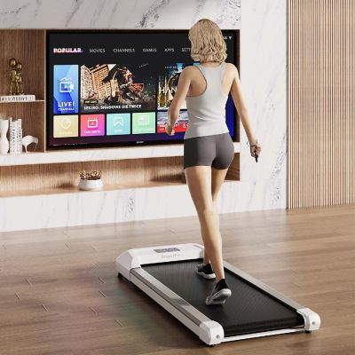 SuperFit 0.6-3.8MPH Walking Pad Under Desk Treadmill with Remote Control and LED Display White Image 2