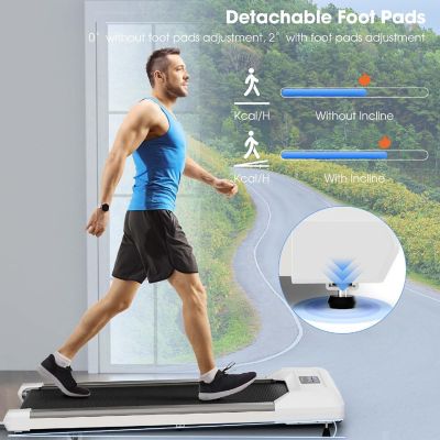 SuperFit 0.6-3.8MPH Walking Pad Under Desk Treadmill with Remote Control and LED Display White Image 3