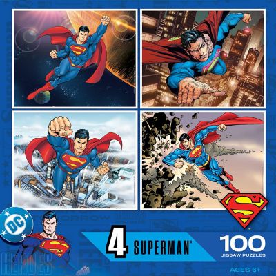 Superman 4-Pack 100 Piece Jigsaw Puzzles Image 1