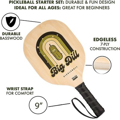 Superstar Wooden Pickleball Paddle Set of 4 Pickleball Paddles, 4 Balls & Bag - Best Beginner Starter 4-Pack of Pickleball Paddles Image 2