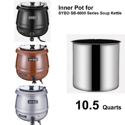 SYBO  Soup Kettle with Hinged Lid and Insert Pot, 10.5 Quarts Silver Image 3