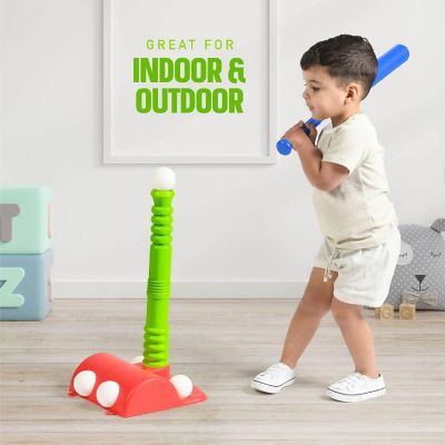 T Ball Set for Kids Ages 3-5 with 20" Batting Tee - Baseball Tee Stand, 8 Soft Baseballs for Kids, Plastic Baseball Bat Image 1