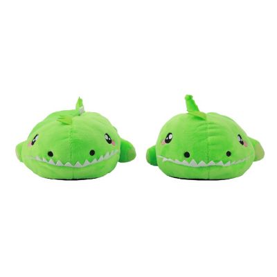 T-Rex Youth Green Plush Slippers-Medium Image 2