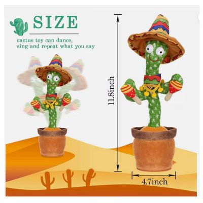 Talking Repeating Dancing Cactus Toy Plush Kids Baby Image 1