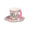Talking Tables Truly Alice in Wonderland Floral Disposable Paper Cups with Saucers - 12 Ct. Image 1