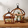 Tapered Wood Lantern With Open Lid (Set Of 2) 9.5"L X 11"H, 12.25"L X 16"H Wood/Glass Image 3