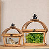 Tapered Wood Lantern With Open Lid (Set Of 2) 9.5"L X 11"H, 12.25"L X 16"H Wood/Glass Image 4
