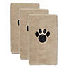 Taupe Embroidered Paw Small Pet Towel (Set Of 3) Image 1