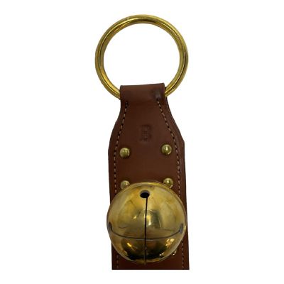 Taupe Five Solid Brass Bells Studded Natural Leather Sleigh Bell Door Hanger USA Image 3