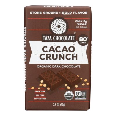 Taza Chocolate Stone Ground Organic Dark Chocolate Bar - Cacao Crunch - Case of 10 - 2.5 oz. Image 1