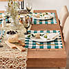 Teal Heavyweight Check Fringed Placemat (Set Of 6) Image 1