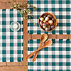 Teal Heavyweight Check Fringed Placemat (Set Of 6) Image 2