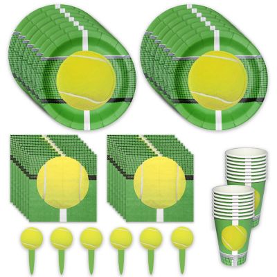 Tennis Party for 16 guests! Includes 16 ea. LG. Plates, Luncheon Napkins & 12 oz. Cups and 24 Picks in Authentic Tennis Theme. Game, Set, Party! by Havercamp Image 1