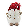 Terra Cotta Snowman With Santa Hat Figurine (Set Of 3) 4"H, 6"H, 8.5"H Terra Cotta Image 1