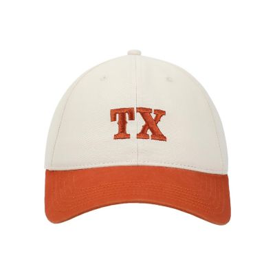 Texas Orange &amp; White Washed Poplin Unstructured Baseball Cap Image 1