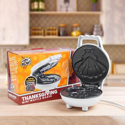 Thanksgiving Turkey Mini Waffle Maker - Make Holiday Breakfast Special for Kids & Adults w/ Cute Design, 4" Waffler Iron Electric Nonstick Appliance - Fun & Fes Image 3