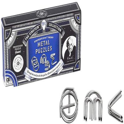 The Einstein Collection E=Mc2 Metal Brain Teaser Puzzle Set  3 Pieces Image 1
